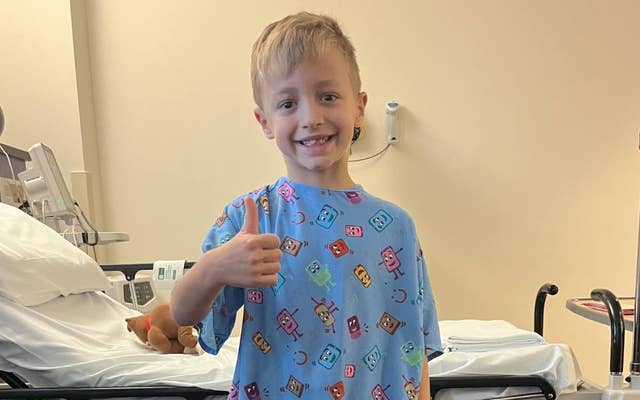 Photo of Jace in hospital gown